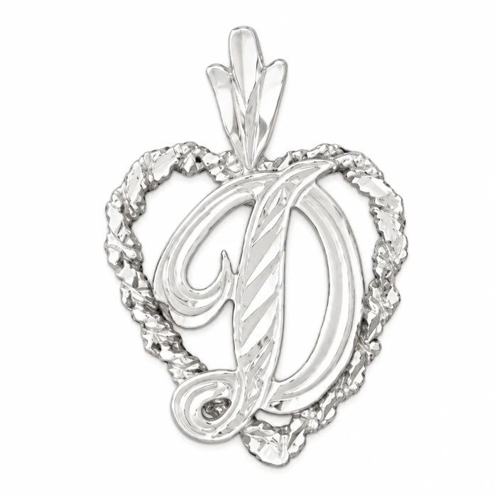 Initial D Heart Charm Pendant 14k Gold White Gold 14k