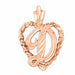 Initial D Heart Charm Pendant 14k Gold Rose Gold 14k