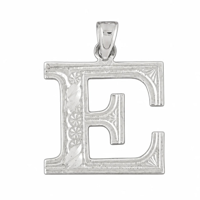 Initial E Charm Pendant 14k Gold White Gold 14k