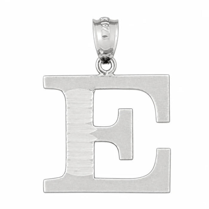 Initial E Charm Pendant 14k Gold (1.5 Grams) White Gold 14k