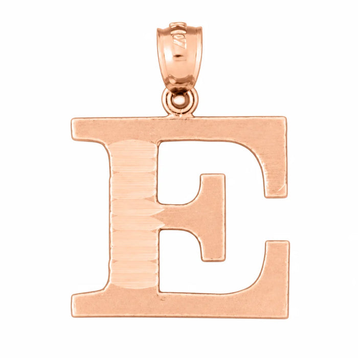 Initial E Charm Pendant 14k Gold (1.5 Grams) Rose Gold 14k