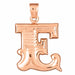 Initial E Charm Pendant 14k Gold (3 Grams) Rose Gold 14k