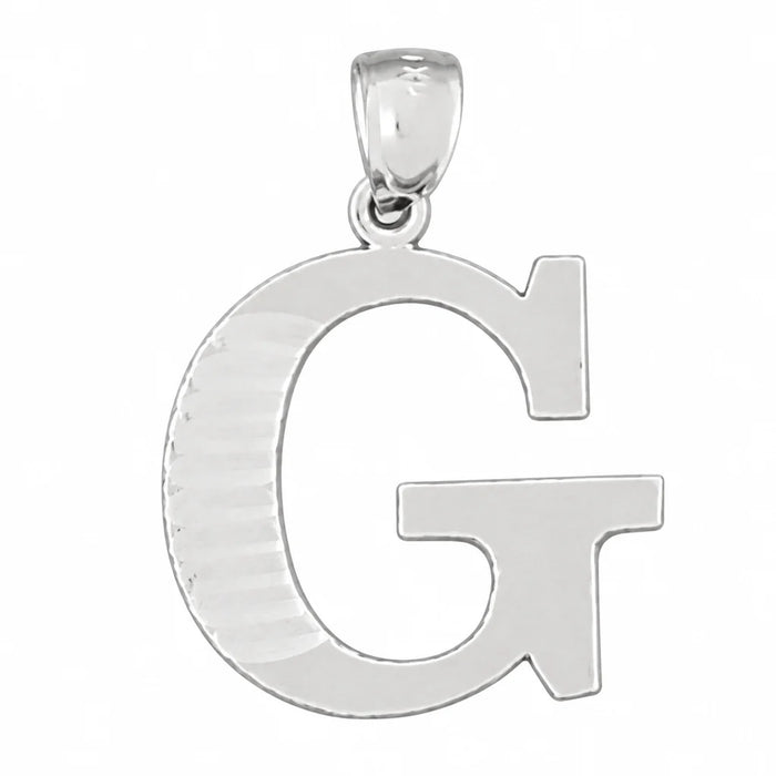 Initial G Charm Pendant 14k Gold (1.5 Grams) White Gold 14k