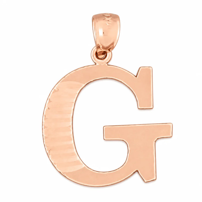 Initial G Charm Pendant 14k Gold (1.5 Grams) Rose Gold 14k
