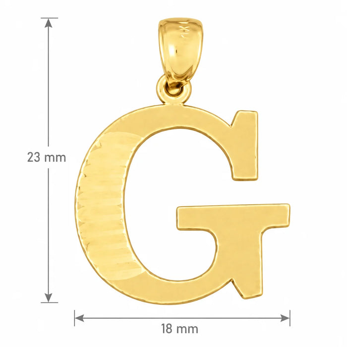 Initial G Charm Pendant 14k Gold (1.5 Grams) Yellow Gold 14k