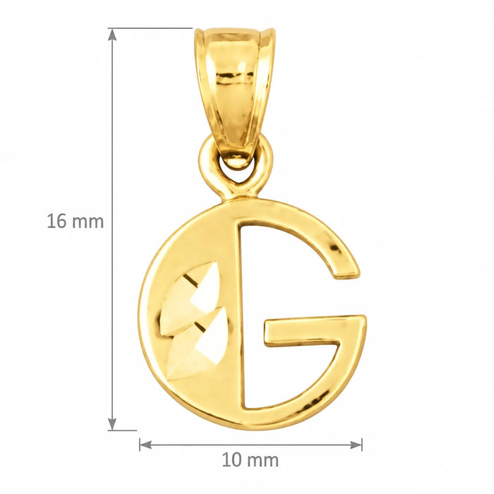 Initial G Charm Pendant 14k Gold Yellow Gold 14k