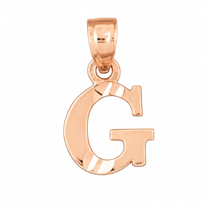 Initial G Charm Pendant 14k Gold Rose Gold 14k