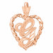 Initial G Heart Charm Pendant 14k Gold Rose Gold 14k