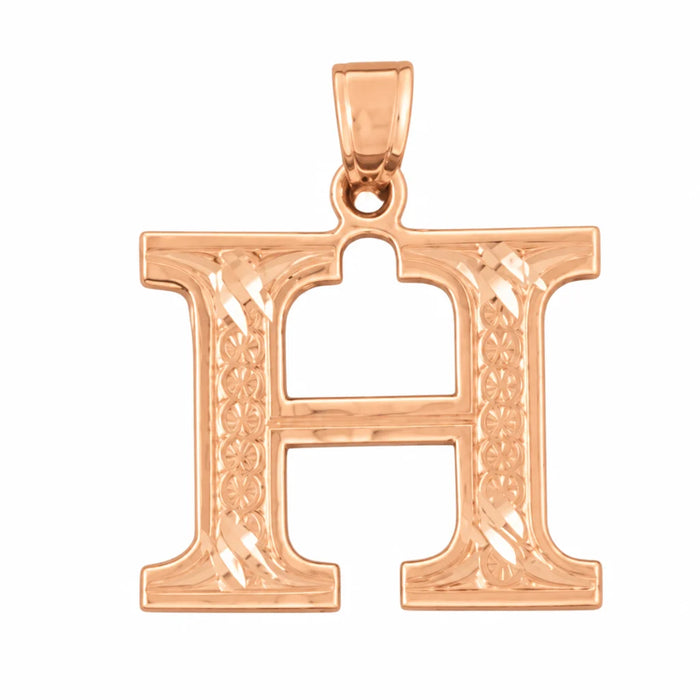 Initial H Charm Pendant 14k Gold Rose Gold 14k