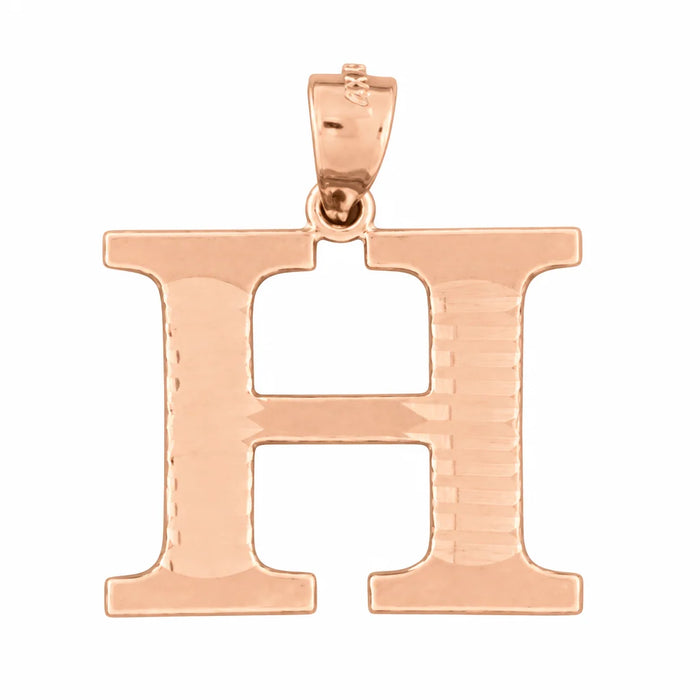 Initial H Charm Pendant 14k Gold Rose Gold 14k