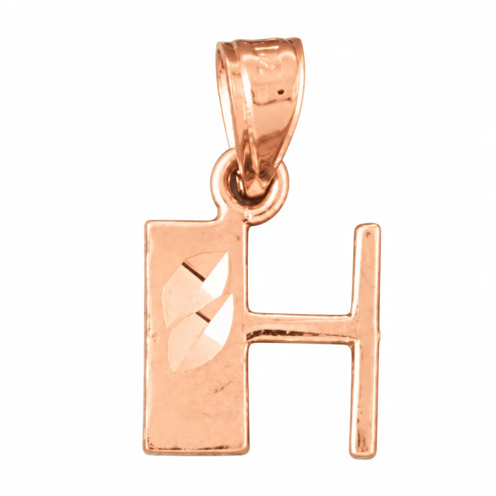 Initial H Charm Pendant 14k Gold Rose Gold 14k