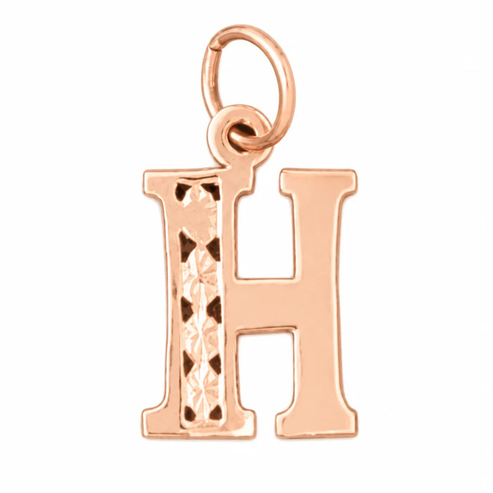 Initial H Charm Pendant 14k Gold Rose Gold 14k