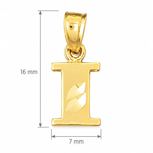 Initial I Charm Pendant 14k Gold Yellow Gold 14k
