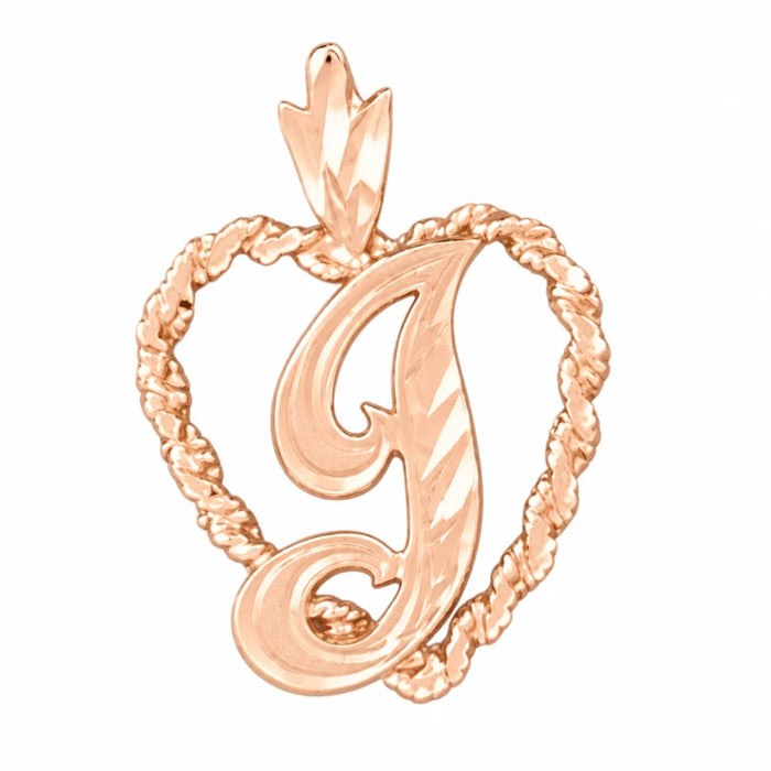 Initial I Heart Charm Pendant 14k Gold Rose Gold 14k