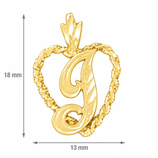 Initial I Heart Charm Pendant 14k Gold Yellow Gold 14k