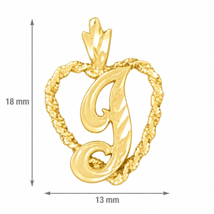 Initial I Heart Charm Pendant 14k Gold Yellow Gold 14k