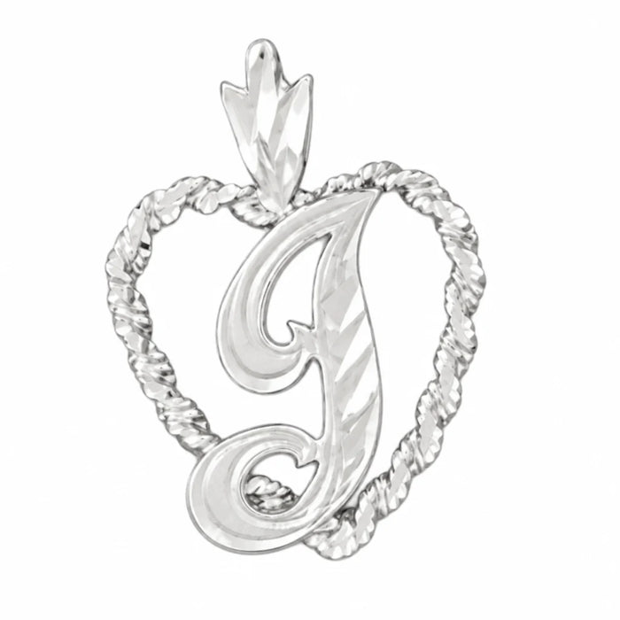 Initial I Heart Charm Pendant 14k Gold White Gold 14k