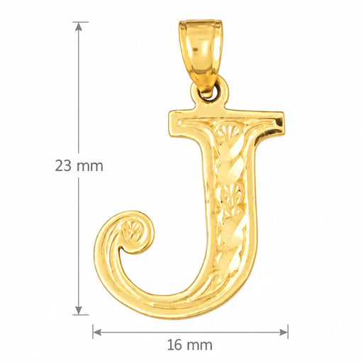 Initial J Charm Pendant 14k Gold Yellow Gold 14k