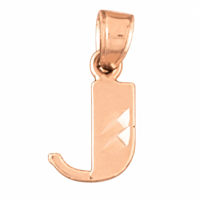 Initial J Charm Pendant 14k Gold Rose Gold 14k