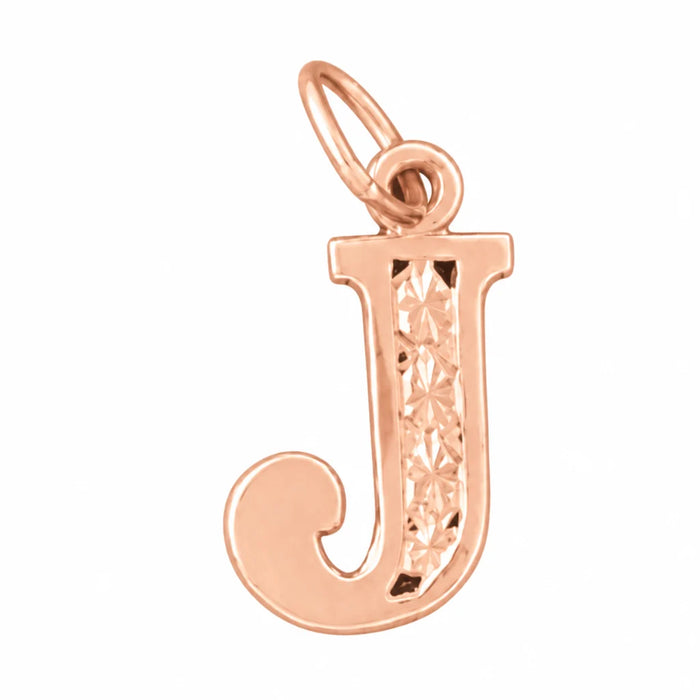 Initial J Charm Pendant 14k Gold Rose Gold 14k