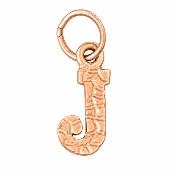 Initial J Charm Pendant 14k Gold Rose Gold 14k