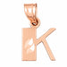 Initial K Charm Pendant 14k Gold Rose Gold 14k