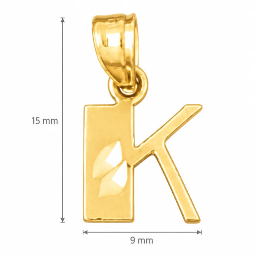 Initial K Charm Pendant 14k Gold Yellow Gold 14k
