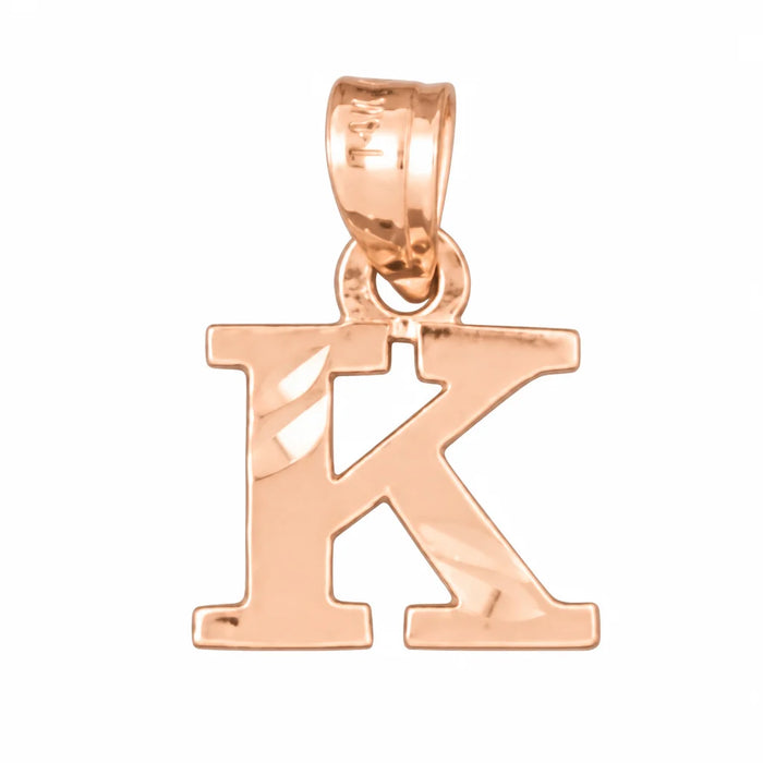 Initial K Charm Pendant 14k Gold Rose Gold 14k
