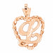 Initial L Heart Charm Pendant 14k Gold Rose Gold 14k