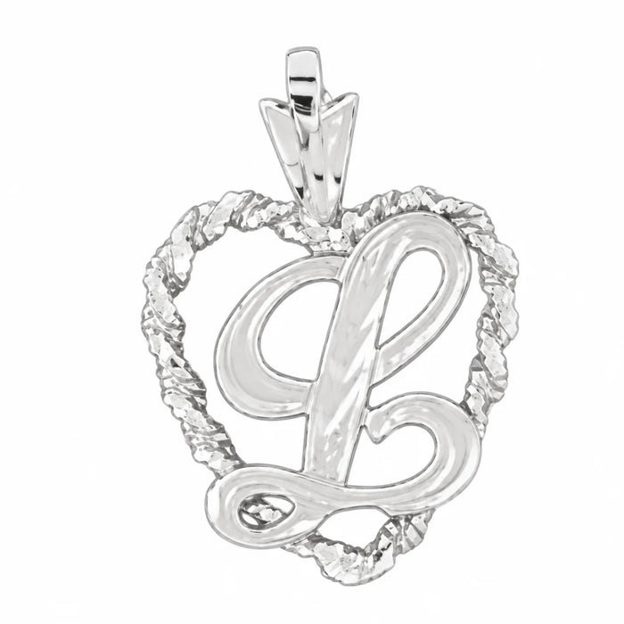 Initial L Heart Charm Pendant 14k Gold White Gold 14k