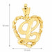 Initial L Heart Charm Pendant 14k Gold Yellow Gold 14k