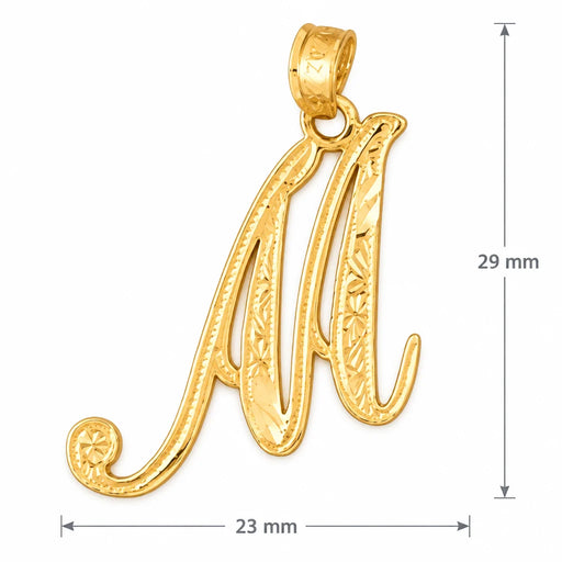 Initial M Charm Pendant 14k Gold Yellow Gold 14k