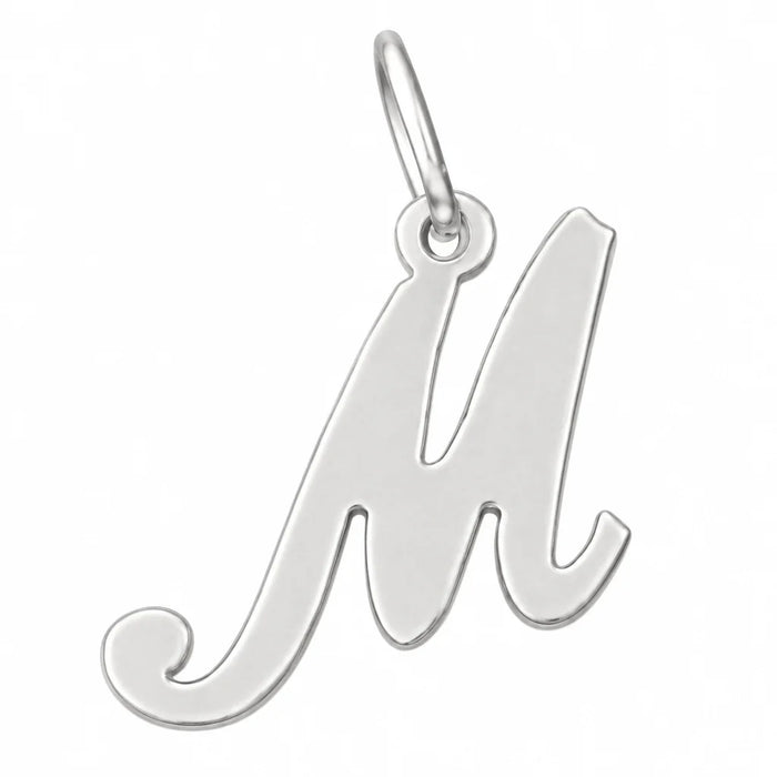 Initial M Charm Pendant 14k Gold (0.7 Grams) White Gold 14k