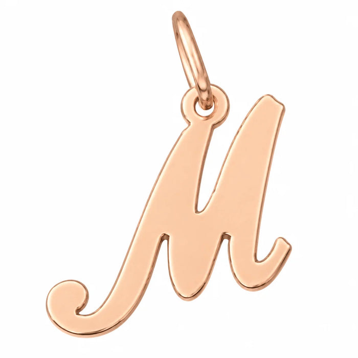 Initial M Charm Pendant 14k Gold (0.7 Grams) Rose Gold 14k