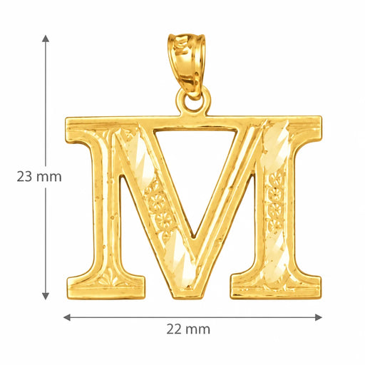 Initial M Charm Pendant 14k Gold Yellow Gold 14k