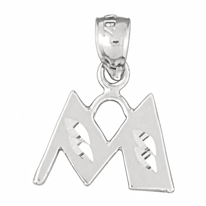 Initial M Charm Pendant 14k Gold White Gold 14k