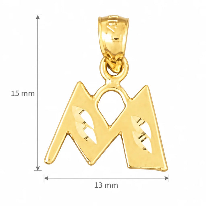 Initial M Charm Pendant 14k Gold Yellow Gold 14k