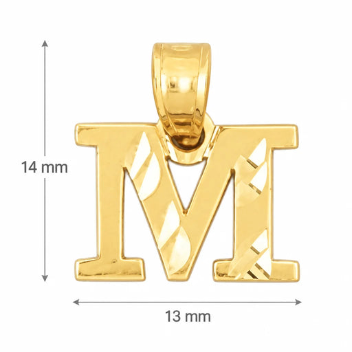 Initial M Charm Pendant 14k Gold Yellow Gold 14k