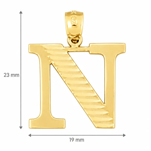 Initial N Charm Pendant 14k Gold (1.5 Grams) Yellow Gold 14k