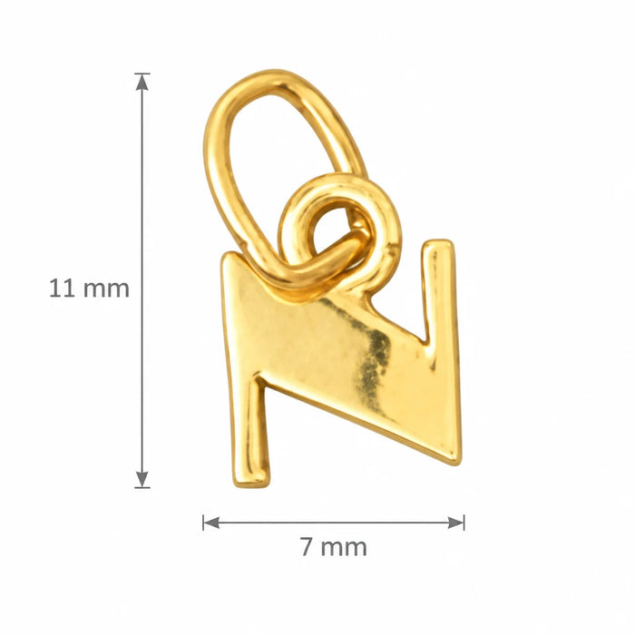 Initial N Charm Pendant 14k Gold Yellow Gold 14k