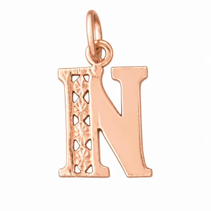 Initial N Charm Pendant 14k Gold Rose Gold 14k