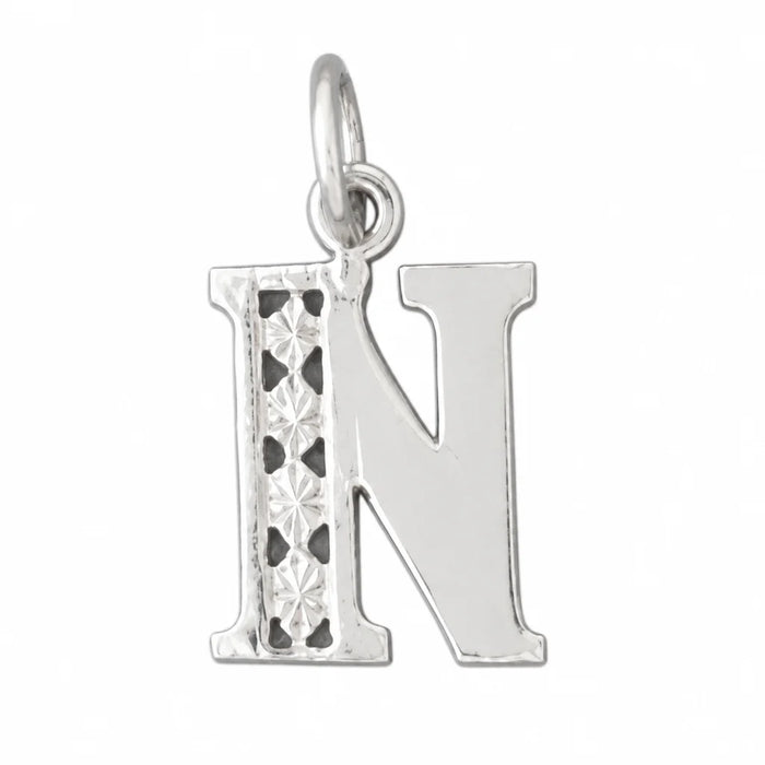 Initial N Charm Pendant 14k Gold White Gold 14k