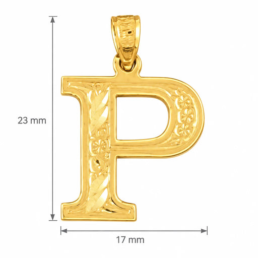 Initial P Charm Pendant 14k Gold Yellow Gold 14k