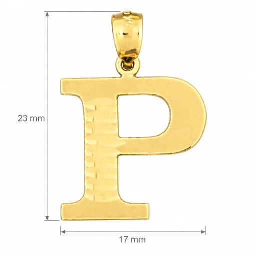 Initial P Charm Pendant 14k Gold (1.5 Grams) Yellow Gold 14k