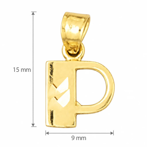 Initial P Charm Pendant 14k Gold Yellow Gold 14k