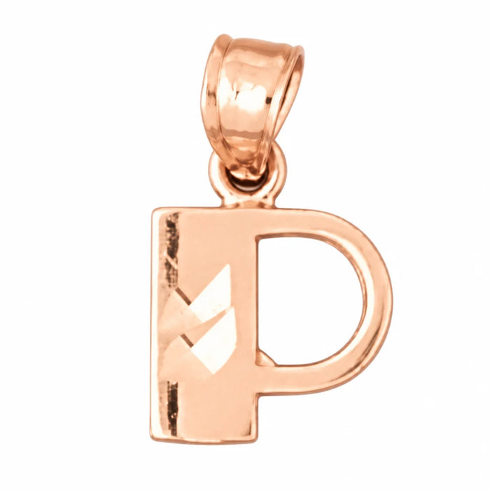 Initial P Charm Pendant 14k Gold Rose Gold 14k
