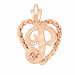 Initial P Heart Charm Pendant 14k Gold Rose Gold 14k