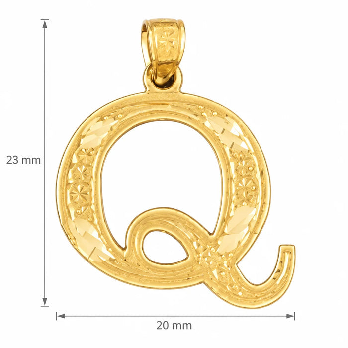 Initial Q Charm Pendant 14k Gold Yellow Gold 14k