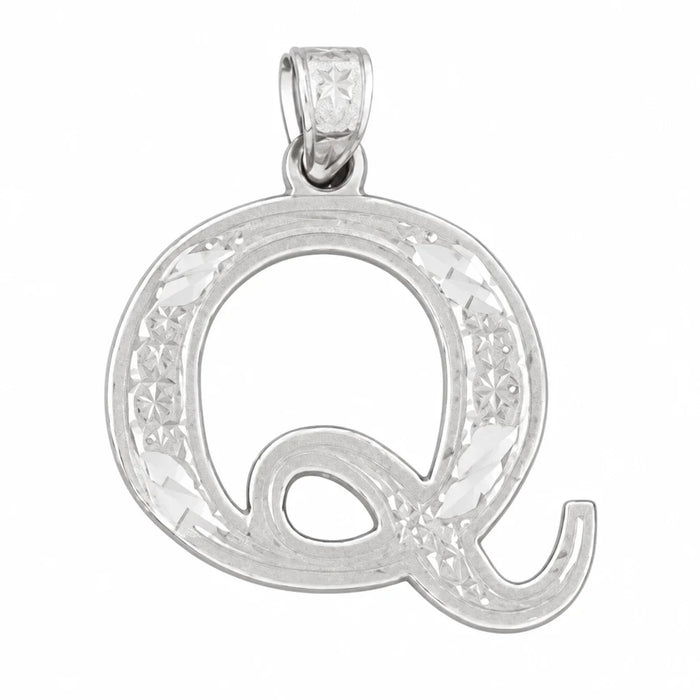 Initial Q Charm Pendant 14k Gold White Gold 14k