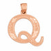 Initial Q Charm Pendant 14k Gold Rose Gold 14k